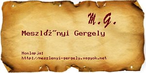 Meszlényi Gergely névjegykártya